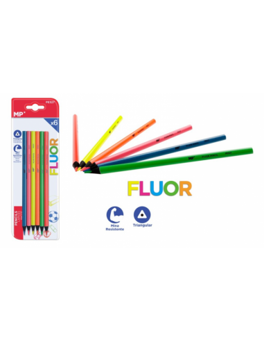 Spalvotų pieštukų rinkinys FLUO 6 spalvų